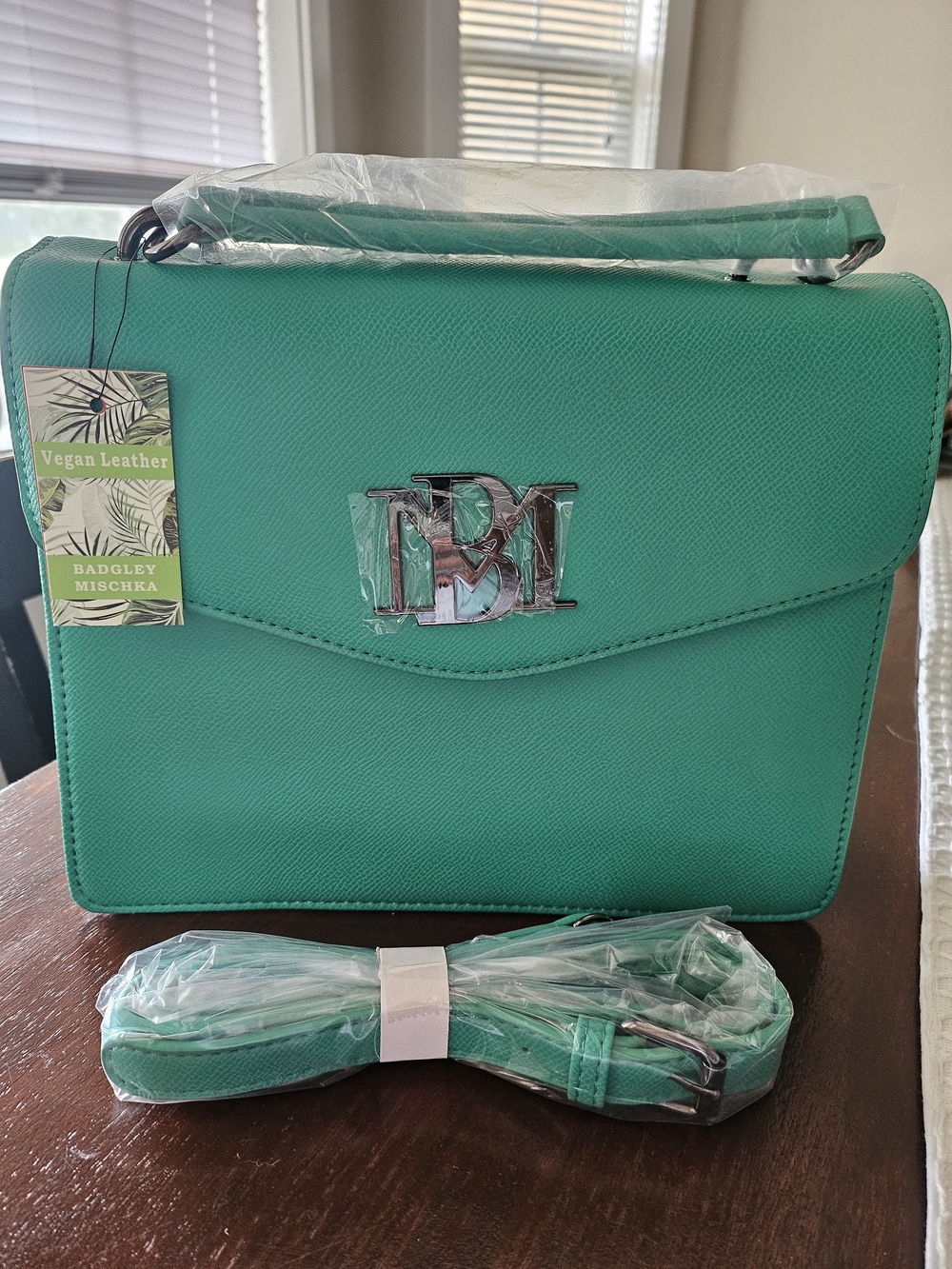 Badgley Mischka Green Structured Top-Handle Satchel - Picture 7 of 7
